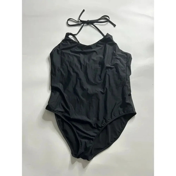 Athleta Swimsuit Women’s XL Keyhole Black One Piece Halter Athletic Minimalist - Picture 1 of 7